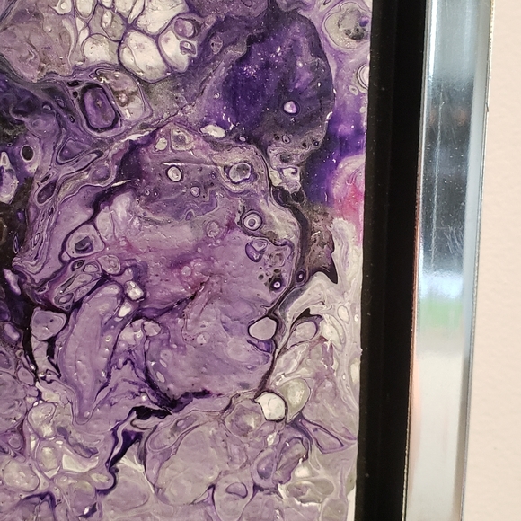 Original 10"x10" (12"x12" with frame) Acrylic Pour Painting - Picture 2 of 5